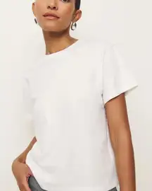 Reformation Basic White Crewneck Short Sleeve Lightweight Organic Cotton Top