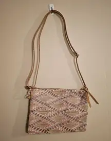 Straw Crossbody Envelope Weaved Bag with Removable Strap NWOT