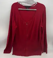 Ashley Stewart Women's Plus Sized Zip Up Red Cardigan w/Long Sleeves Size 26