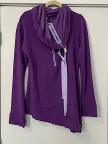 Purple Asymmetrical Cowl Neck Sweater Zipper Turtleneck women’s size large
