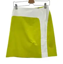 Piazza Sempione Neon‎ Lime Green Cream Colorblock Mini Skirt Size 38 US 2