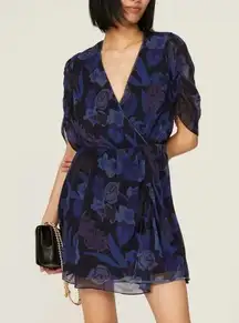 Ted Baker Dress Navy Floral Juleah Dress Sz S/4 (Sz 1) NWT V Neck Short Sleeves