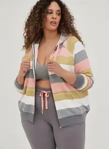 Torrid Super Soft Fleece Colorful Stripe Full Zip Jacket 2