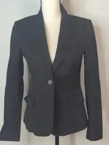 Theory Black Cotton Blend Single Breasted One Button Blazer Corporate Women's 6
