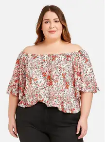 Wild Pearl Off-Shoulder Floral Blouse with Bell Sleeves - Women’s Size Large
