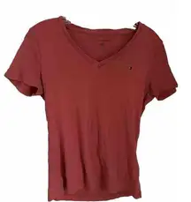 Tommy Hilfiger WOMENS SIZE M  V NECK T SHIRT TOP IN CORAL COLOR 100% COTTON SOFT