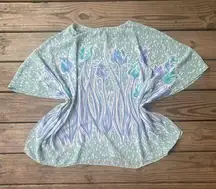 Bob Mackie VTG  Wearable Art Sheer Tulips Top