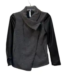 Fabletics‎ Milano Coat Faux Leather Sleeve Size Large Black Winter Lightweight