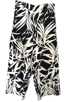 Rachel Zoe Wide Leg Cropped Linen Pants Women’s Size XL Black and White Tropical