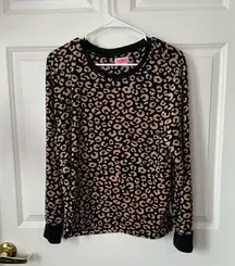 Leopard Velour Long Sleeve Pajama Top Size L