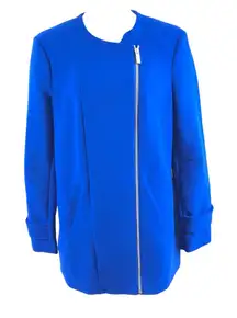 Vince Camuto Womens Coat Collarless Asymmetrical Zip Boxy Cobalt Blue Size XS