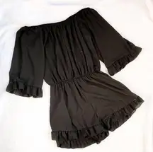 The Impeccable Pig Black Off the Shoulder Romper