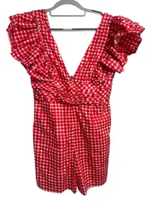 Hutch V-Neck Ruffle-Sleeve Romper