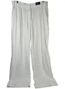 A&F Curve Love Tailored Linen-Blend Wide Leg Pant White 33 16R NWT‎