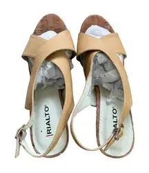 Rialto women’s slingback open toe, cork print Heel shoe, size 7 1/2M