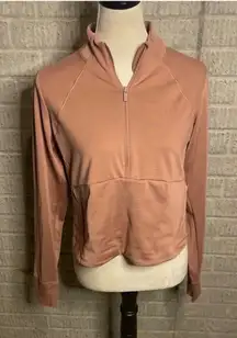 All In Motion Rose Pink Quarter Zip Long Sleeve Cropped Athletic Top Size L