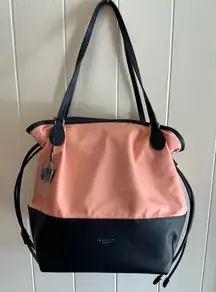 Radley London Dane Park Nylon Saffino Trim Open Top Tote Bag Peach Blue Travel