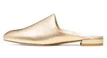 Stuart Weitzman gold leather mules NEW