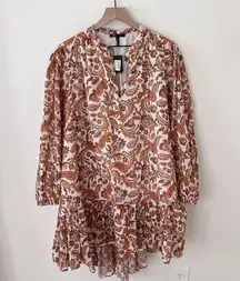 Maje NWT  Oversized Paisley Dress Orange Fall Autumn Size 40/ 8 - 25" Pit To Pit