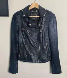 Mackage Leather Jacket Black Shimmer Zip Up Black Jacket Size XS