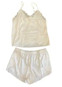 Adore Me Lainey Cami and Short Set in White, Size S​​​​​