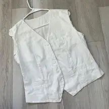 Linen Crop Vest womens White (medium) preppy minimalist classic office