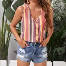 SHEIN Colorful Striped Sleeveless Tank
