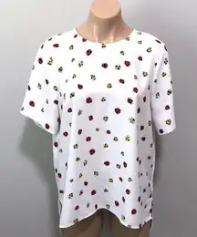 ModCloth Lady Bug Swarm High Low Print Shirt White