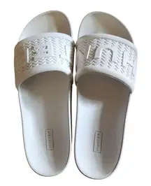 Hunter Slides White Logo Pool Beach‎ Sandals Women's Size UK 6 US 8