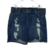 Lane Bryant Womens Shorts‎ Distressed Boyfriend Denim Stretch Blue Plus Size 16