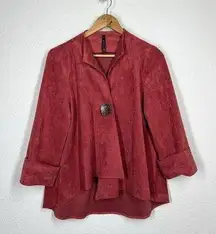 IC By Connie K Women’s Large Microfiber Jacket Lagenlook Faux Suede Art To Wear