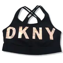 DKNY Sports Bra Size Medium Yoga Athletic Activewear Stappy Crossback Padded Removable Pads