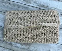 VTG Barbara Lee Purse Cream Beaded Rattan Straw Clutch Small Made in Italy
