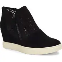 Sofft Bellview black suede wedge sneakers booties women’s size 10 casual