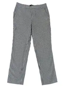 J.Crew Seersucker Striped Ankle Pants Slim Leg Women's‎ 0 White Navy 100% Cotton