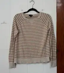 A.N.A a new approach Tan beige striped thin knit sweater size small