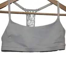 Womens Lululemon Wunder Train Strappy Racer Gray Blue Athletic Sports Bra Size 8