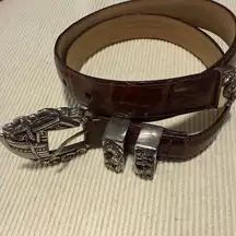 Vintage Brighton Noah’s Ark Brown Silver Belt with Ornate Buckle