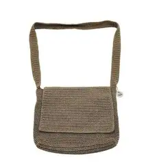 The Sak Crochet Purse Crossbody Shoulder Large Bag Beige Brown HandBag 10" X 13"
