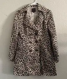 Forever 21 Cheetah Print Double Breasted Coat Jacket Size S