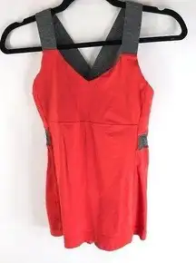 Lululemon Push Ur Limits Tank Top Crossover Straps Orange Gray 6