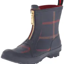 Tommy Hilfiger Blue  and Red Plaid Boots with Gold Zipper