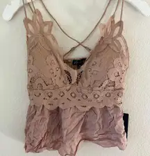 J for Justify Floral Lace Blouse in Soft Brown size Medium tank top juniors