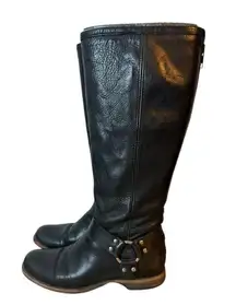 Frye Phillip Black Leather Harness Riding Boots