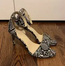 Nine West Snake Print Open Toe High Heel Shoes Size 8.5