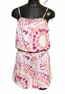 Miken Tie Dyed Romper Cover Up in Pink Purple NEW