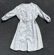 Malvin Chambray Linen Shirt Dress Women's Medium Button Down Roll‎ Tab