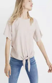 MADEWELL Striped Red White Button Back Tie Shirt