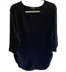 Lane Bryant Black 3/4 Sleeve Lightweight Round Neck Sweater Size 14/16