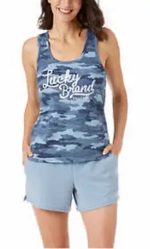 New Womens Lucky Brand Logo Camo Tank Top - Sz L
